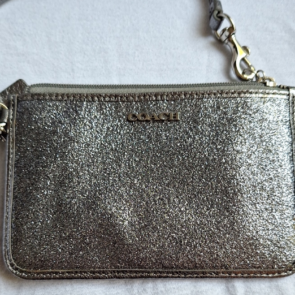 Coach Metallic Silver Wristlet